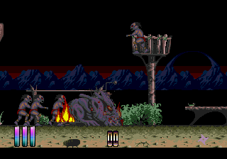 The caged beast set free, eating the meat by the fire