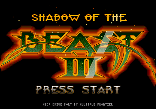Title screen: the Beast III logo with its fire glow and PRESS START